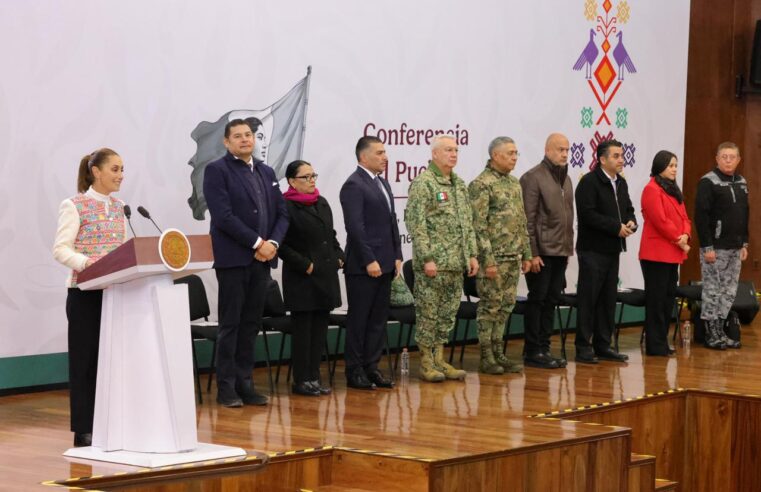 Destaca presidenta Sheinbaum reducción de delitos en Puebla