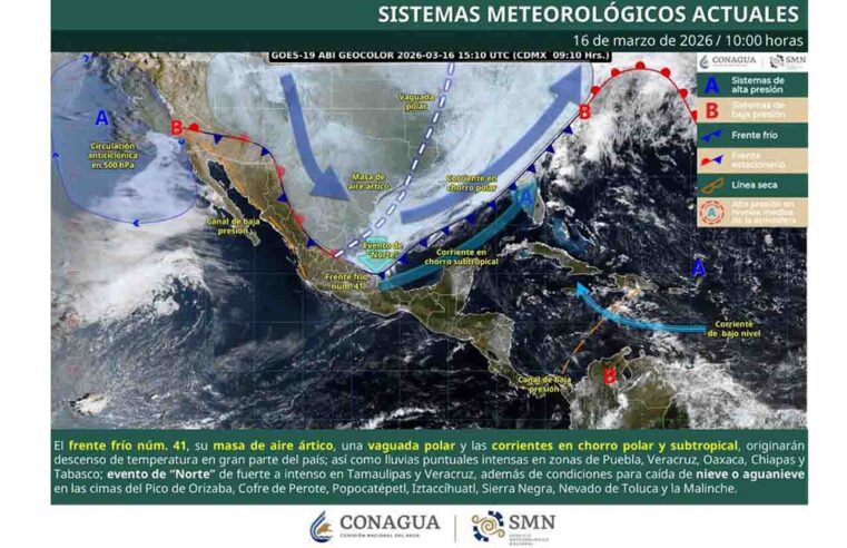 Gobierno de Pepe Chedraui emite aviso preventivo por lluvias y descenso de temperatura por el Frente Frío 41
