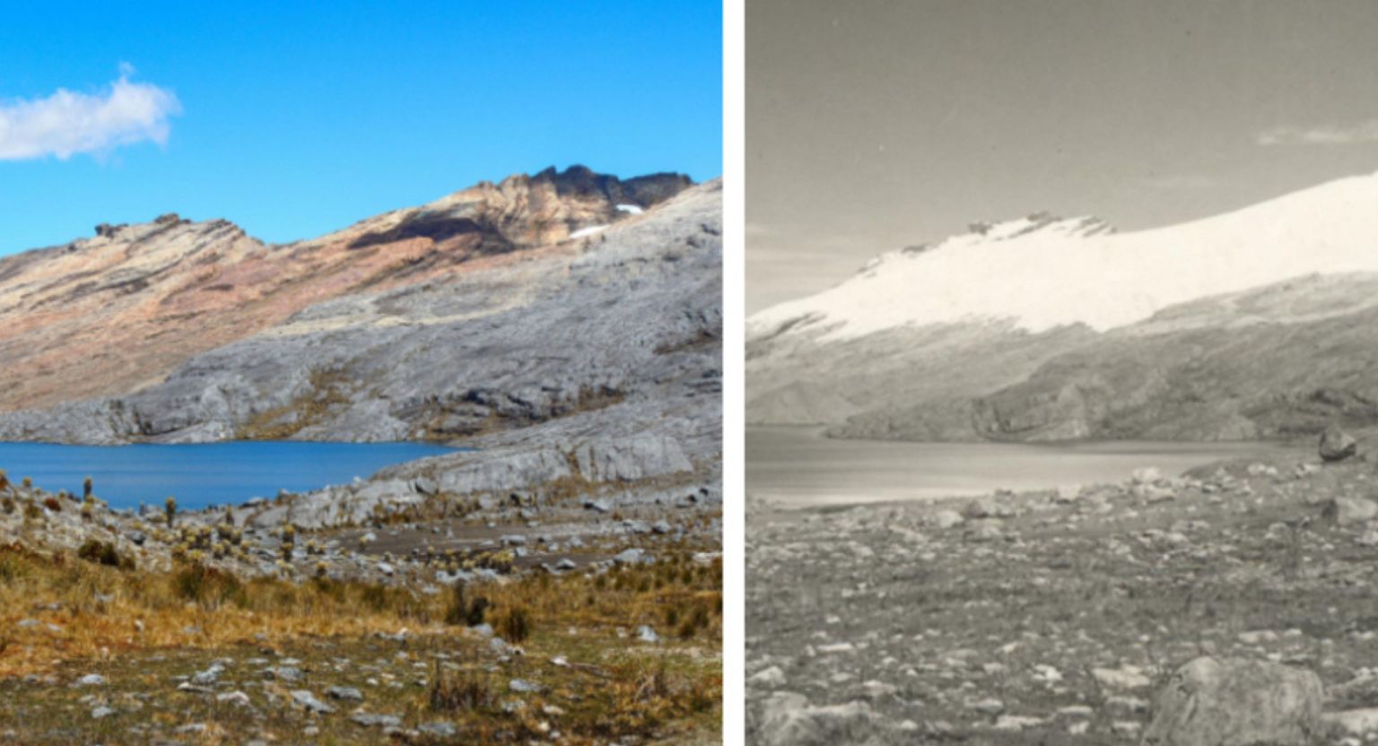 Desaparición del glaciar Cerros de la Plaza en Colombia por el cambio climático