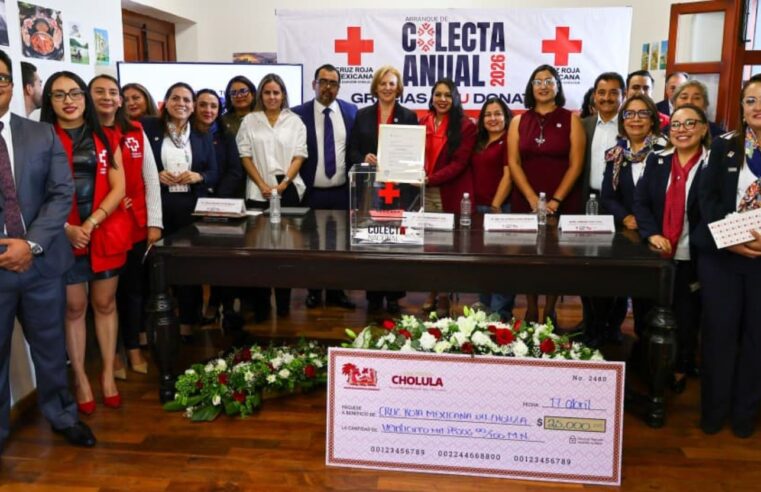 Desde San Pedro Cholula, Tonantzin Fernández da inicio a la Colecta Anual de la Cruz Roja