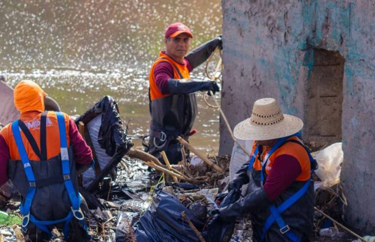 Refuerza Ayuntamiento de Puebla acciones de limpieza en el vaso regulador Puente Negro ante temporada de lluvias