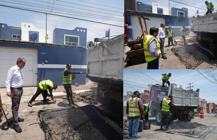 Supervisa Chedraui las labores de la campaña de bacheo en San José Mayorazgo