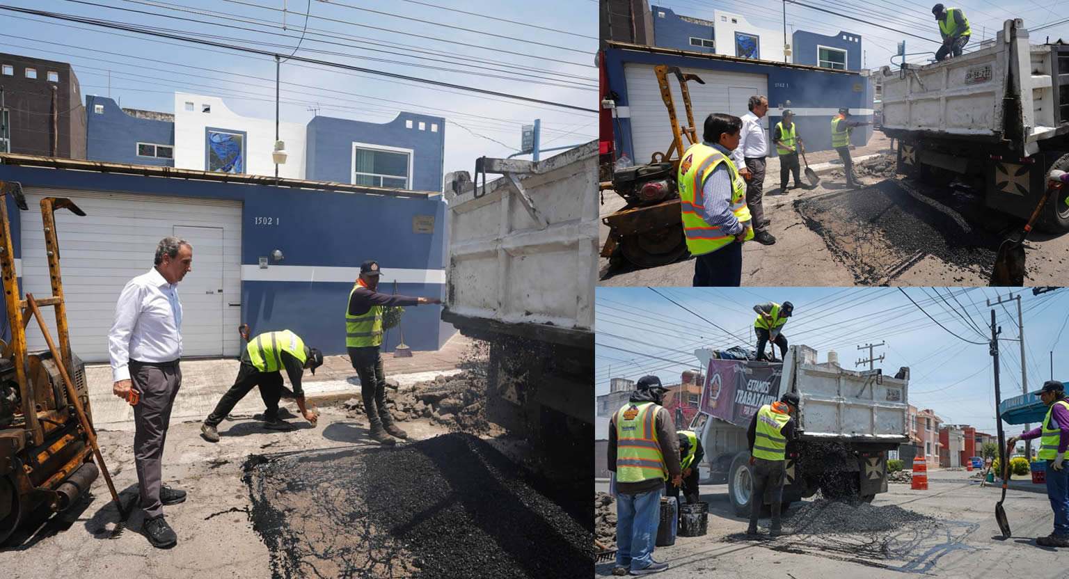 Supervisa Chedraui las labores de la campaña de bacheo en San José Mayorazgo