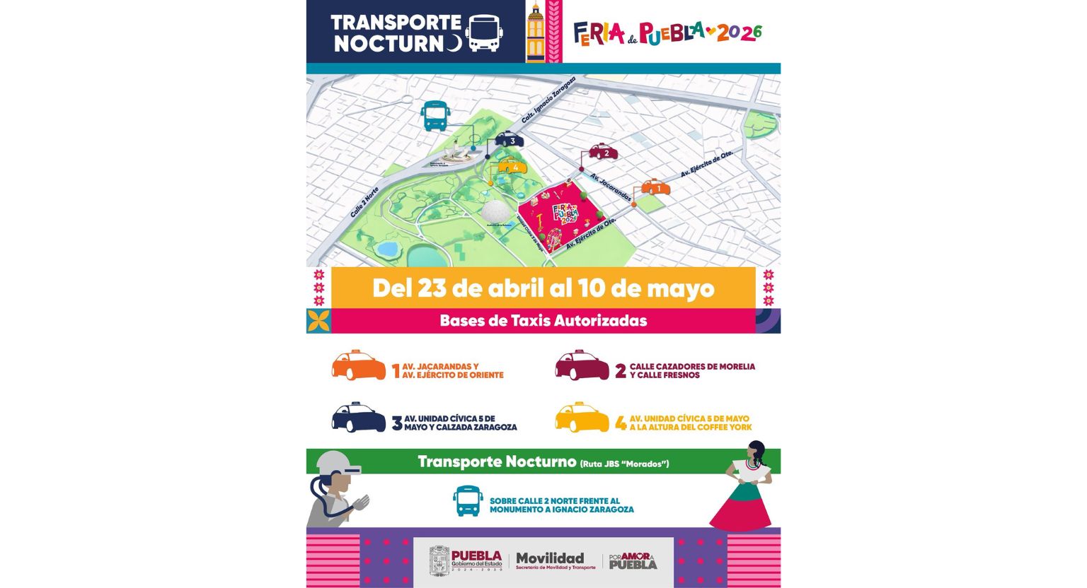 Transporte ordenado y seguro para la Feria de Puebla 2026