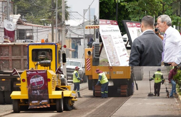 Supervisa Pepe Chedraui avances del Tren Capitalino de Pavimentación en bulevar Xonaca
