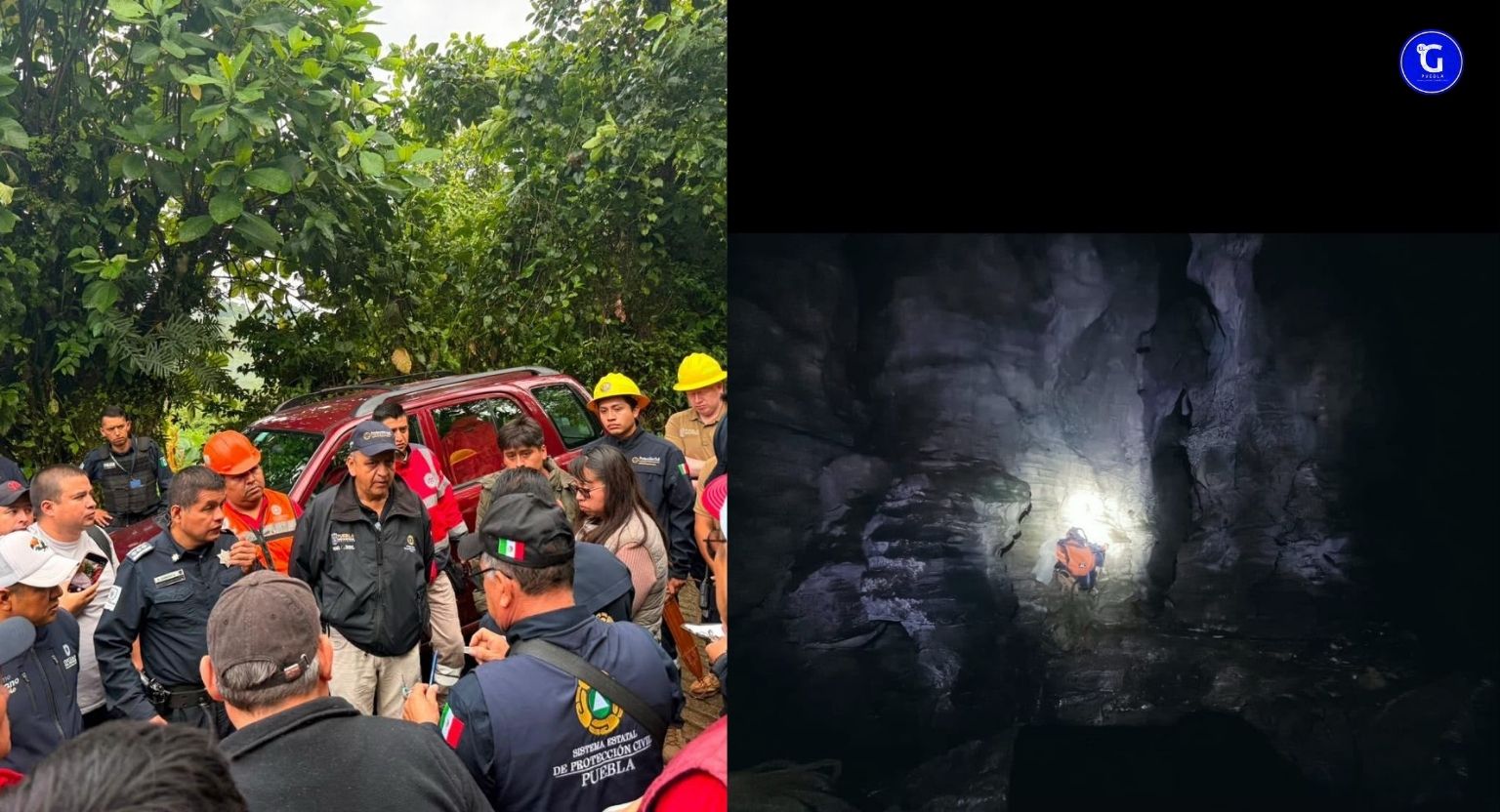 Protección Civil refuerza labores de rescate de familia atrapada en gruta de Cuetzalan
