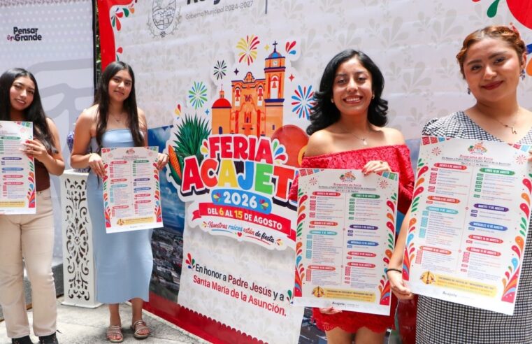 Acajete celebrará Feria Patronal 2026 del 6 al 16 de agosto