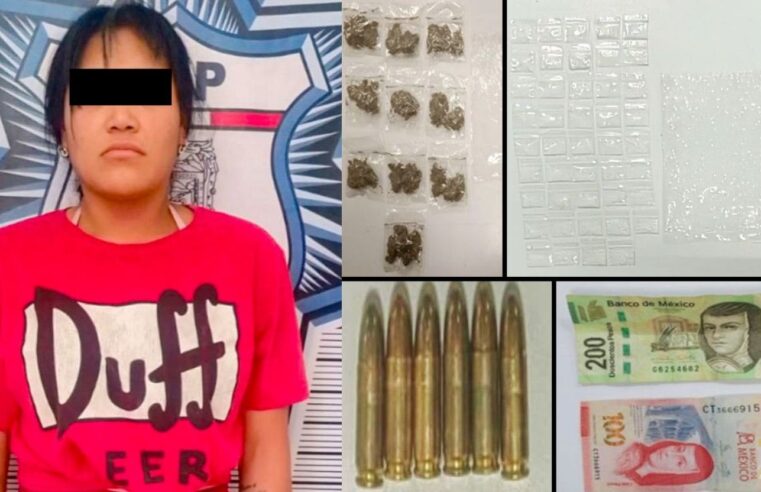 Detiene SSP a mujer en posesión de droga y cartuchos útiles