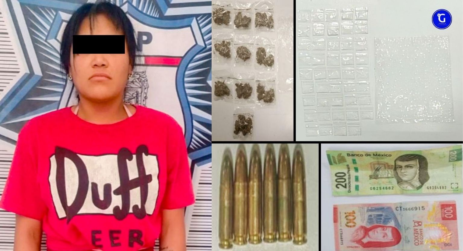 Detiene SSP a mujer en posesión de droga y cartuchos útiles