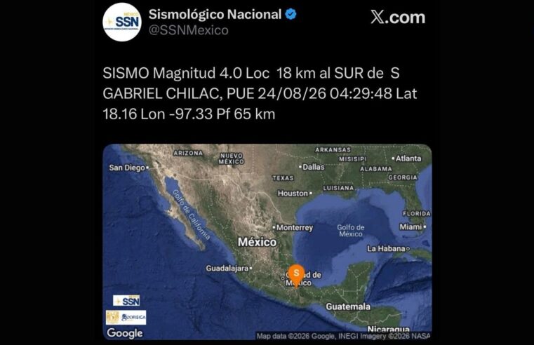 Sin afectaciones por Sismo en San Gabriel Chilac