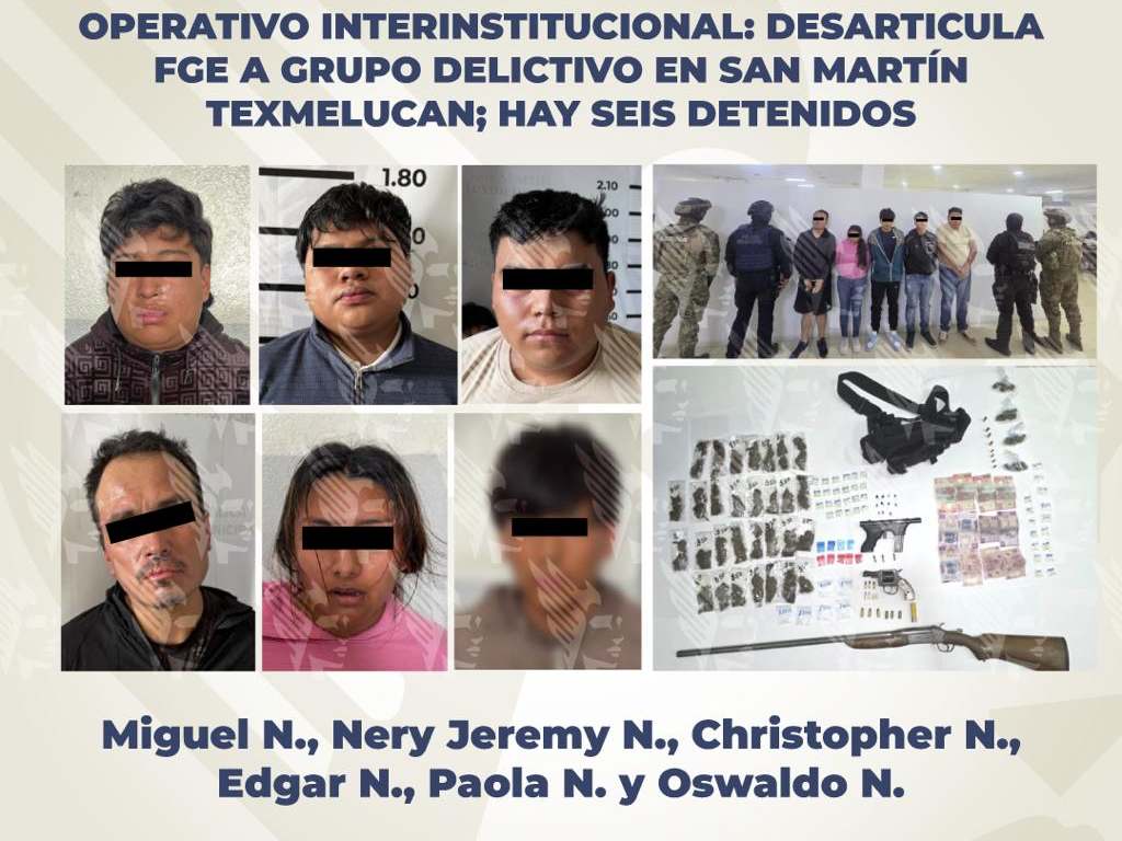 Desarticula FGE a grupo delictivo en San Martín Texmelucan; hay seis detenidos