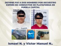 FGE detiene a dos hombres por secuestro exprés de conductor de plataforma en Puebla